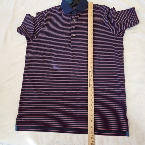 Greyson Mens Large Performance Polo Golf Blue Striped - Picture 7 of 7